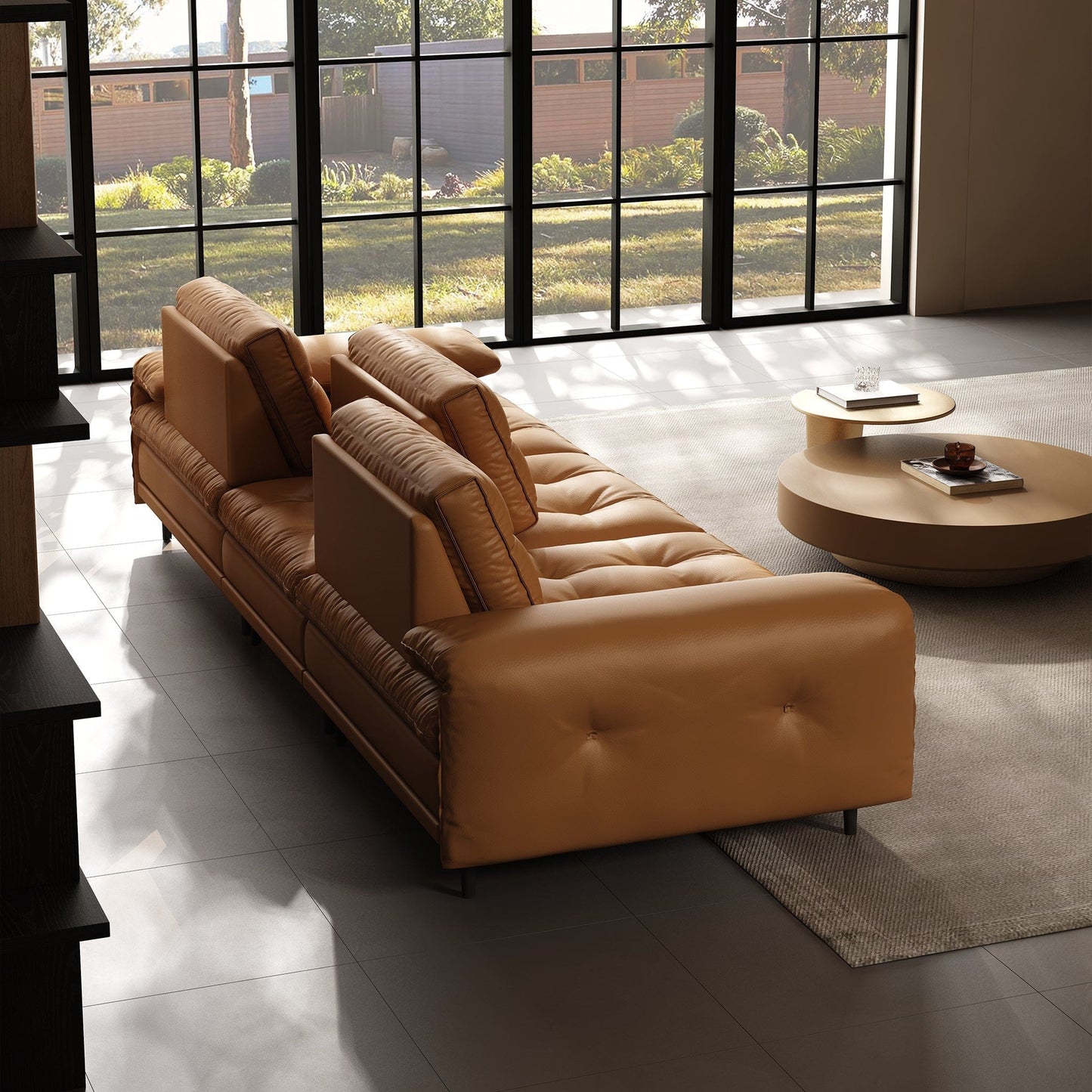 Home Atelier Inoka Sectional Leather Sofa with Adjustable Backrest