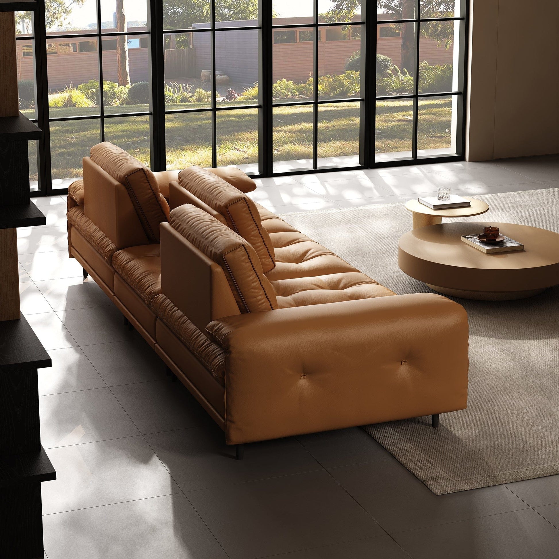 Home Atelier Inoka Sectional Leather Sofa with Adjustable Backrest