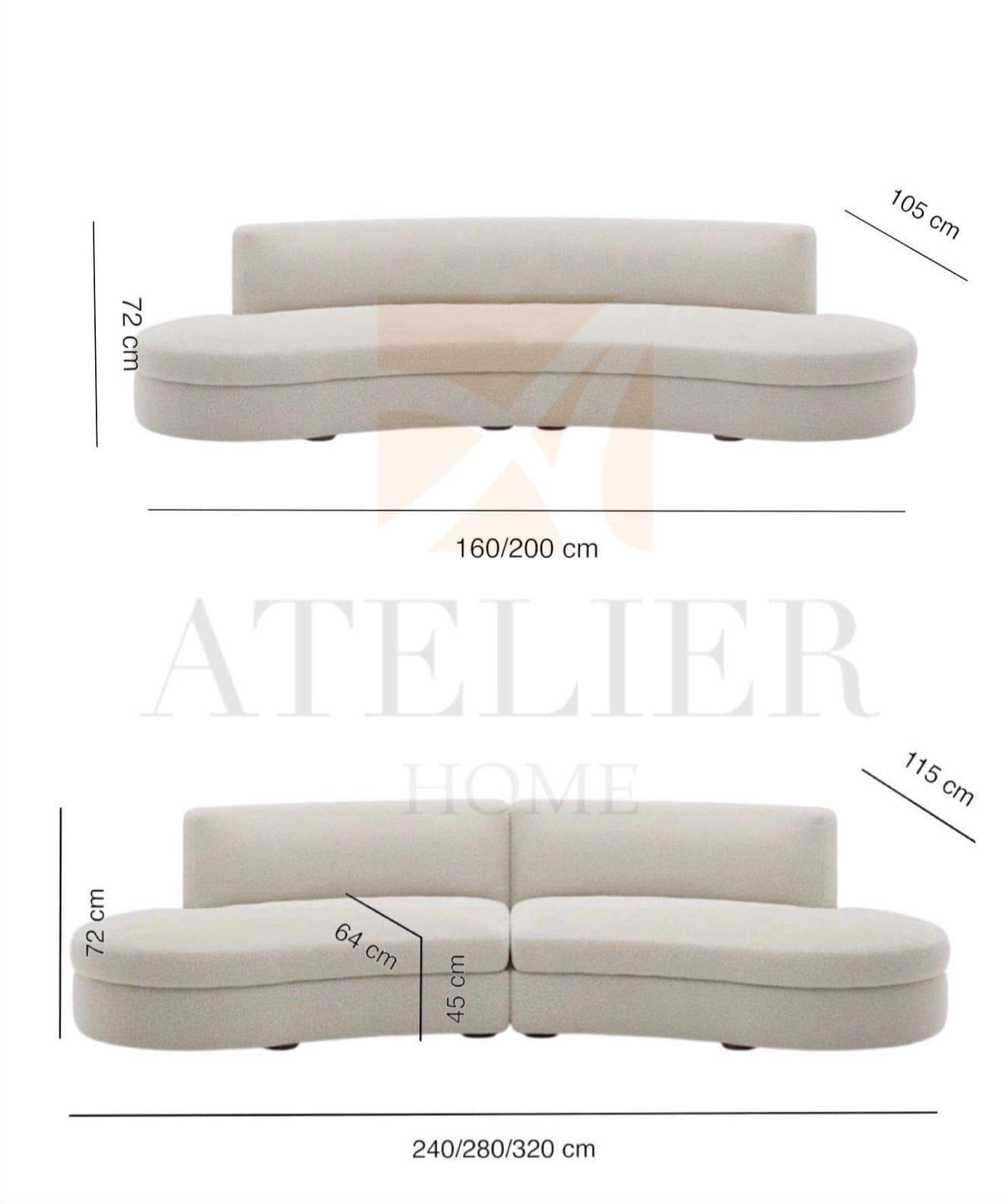 Home Atelier Isen Performance Boucle Sectional Curve Sofa