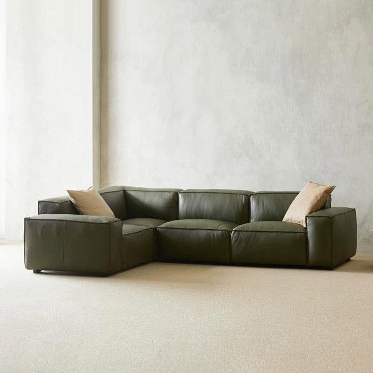 Home Atelier Italian Genuine Cowhide Leather / 1 seater / Black Aureus Leather Sofa