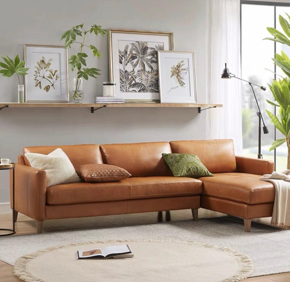 Home Atelier Italian Genuine Cowhide Leather / 1 seater / Burnt Orange Arthur Leather Sectional Sofa