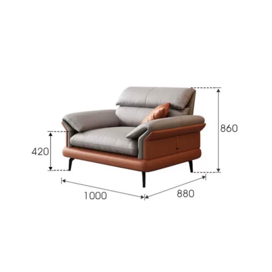 Home Atelier Italian Genuine Cowhide Leather / 1 seater/ Length 100cm / Hermes Orange Adena Leather Sofa