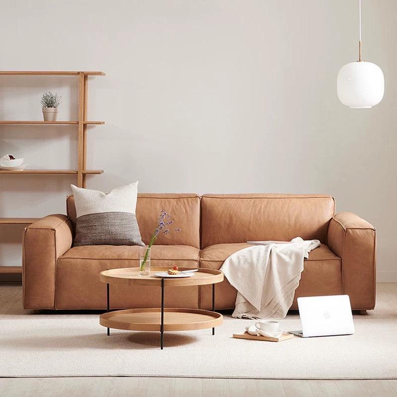 Home Atelier Italian Genuine Cowhide Leather / 1 seater / Mustard Brown Aureus Leather Sofa