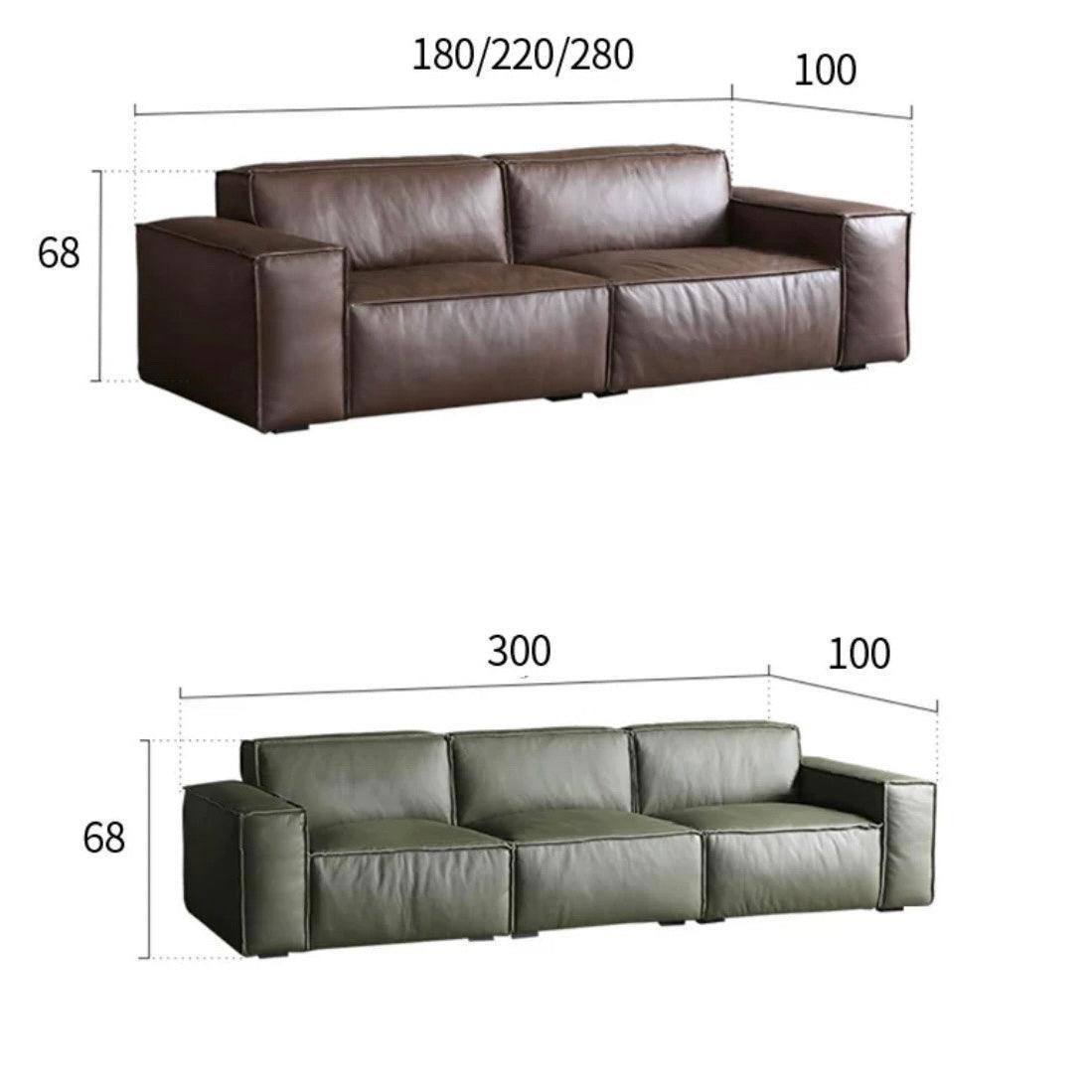 Home Atelier Italian Genuine Cowhide Leather / 1 seater / Olive Green Aureus Leather Sofa