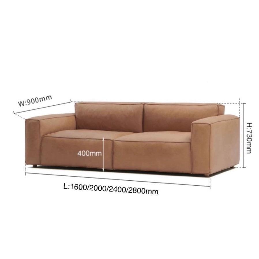 Home Atelier Italian Genuine Cowhide Leather / 1 seater / Tanned Brown Aureus Leather Sofa