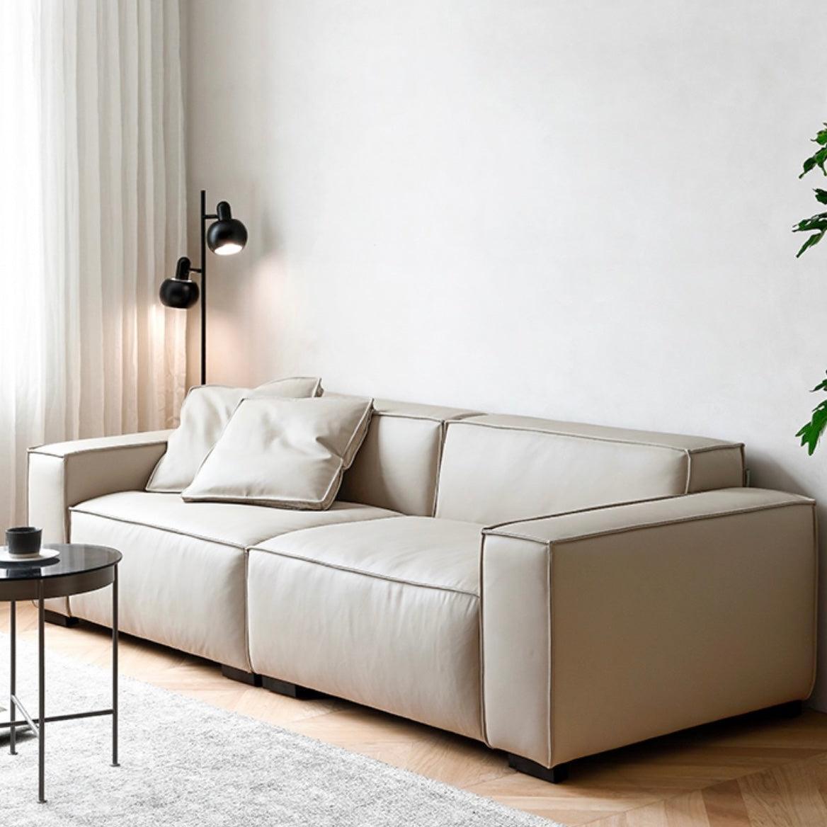 Home Atelier Italian Genuine Cowhide Leather / 1 seater / White Aureus Leather Sofa