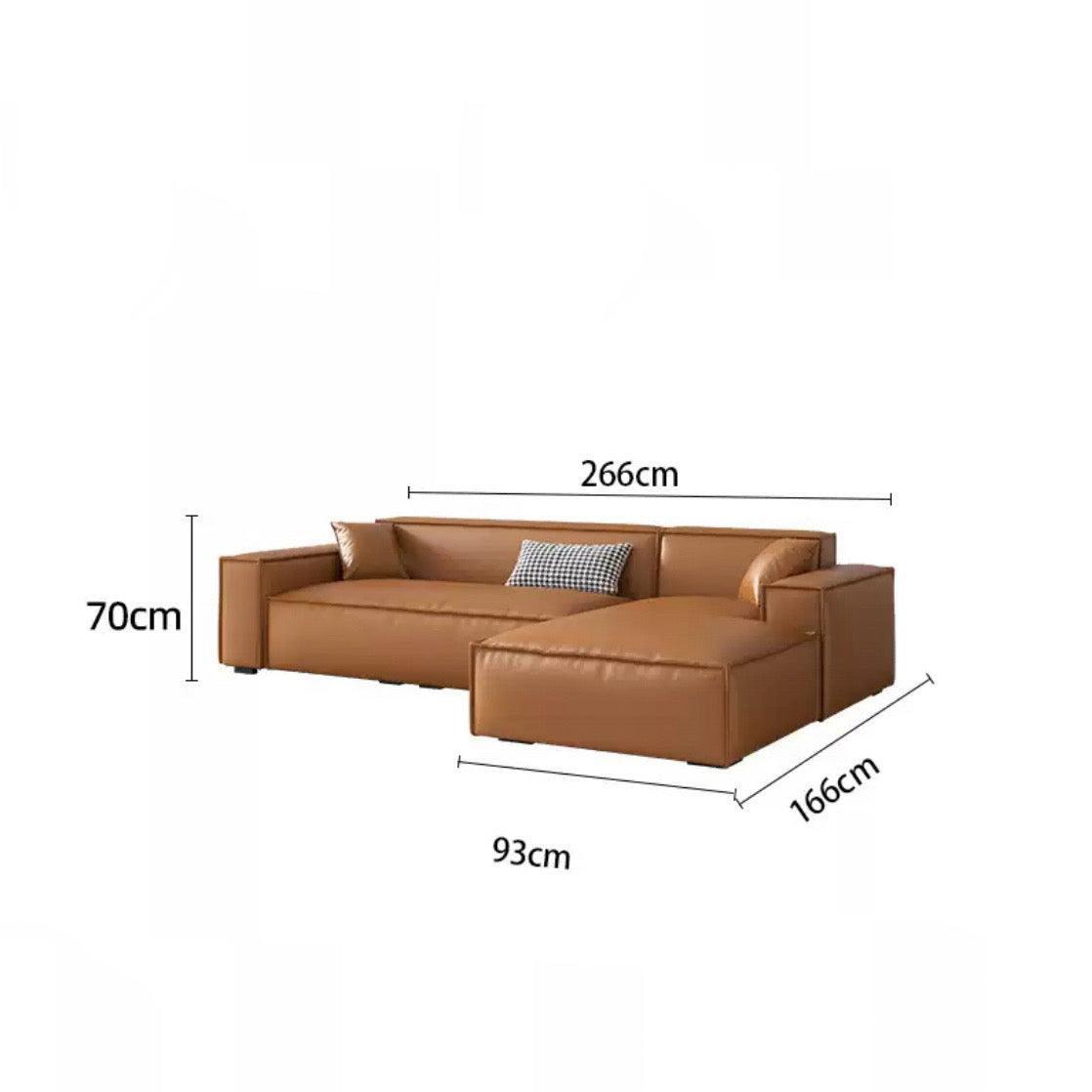Home Atelier Italian Genuine Cowhide Leather / 3 seater L-shape/ Length 266cm / Camel Aureus Leather Sofa