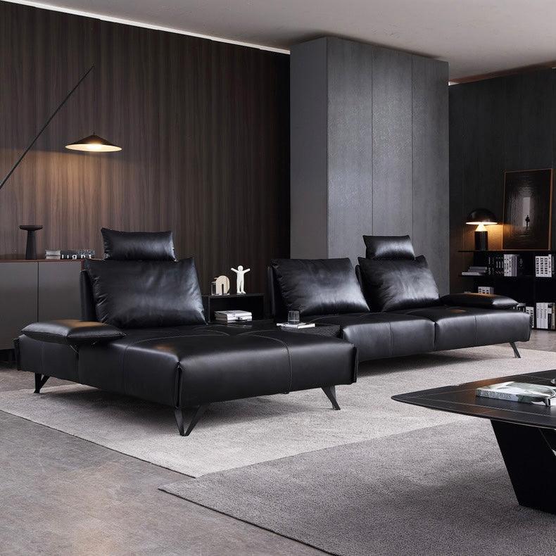 Home Atelier Italian Genuine Cowhide Leather / 3 seater L-shape/ Length 327cm / Black Tallini L-shape Slider Sofa