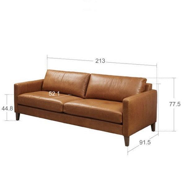 Home Atelier Italian Genuine Cowhide Leather / 3 seater/ Length 213cm / Burnt Orange Arthur Leather Sectional Sofa