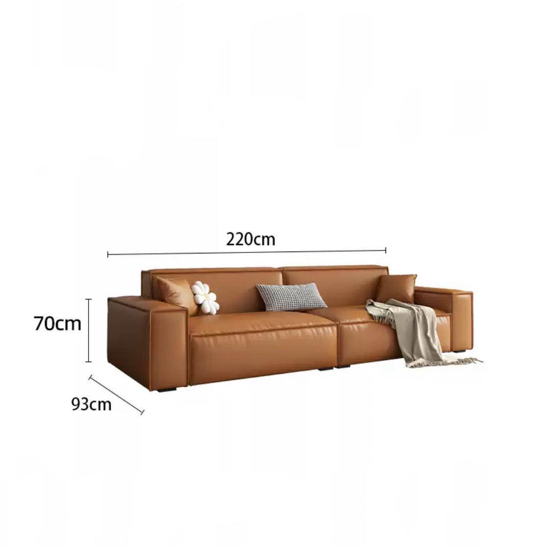 Home Atelier Italian Genuine Cowhide Leather / 3 seater/ Length 220cm / Camel Aureus Leather Sofa