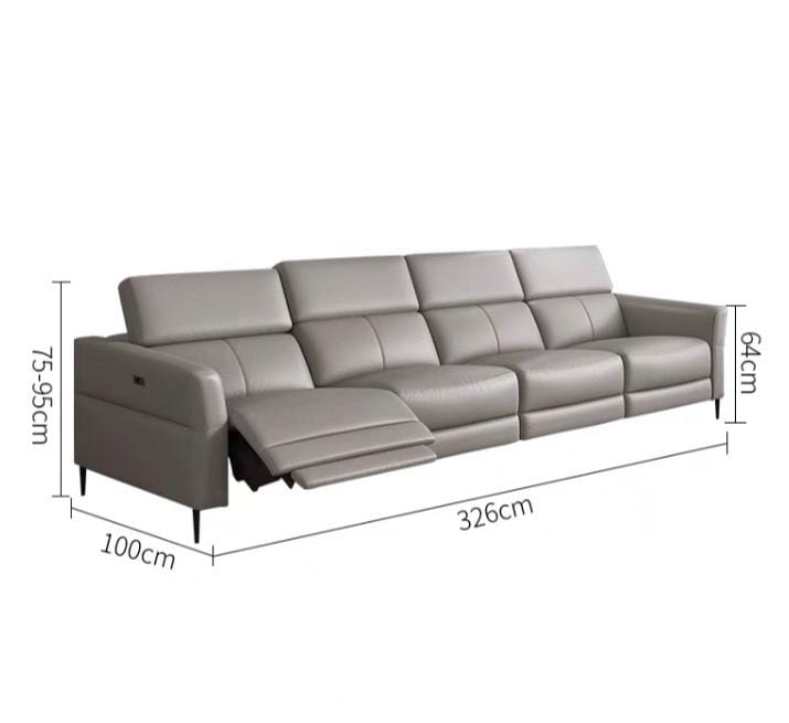 Home Atelier Italian genuine cowhide leather / 4 seater ( +2 Electric Recliner) / Hermes Orange Ellie Sectional Electric Recliner Leather Sofa