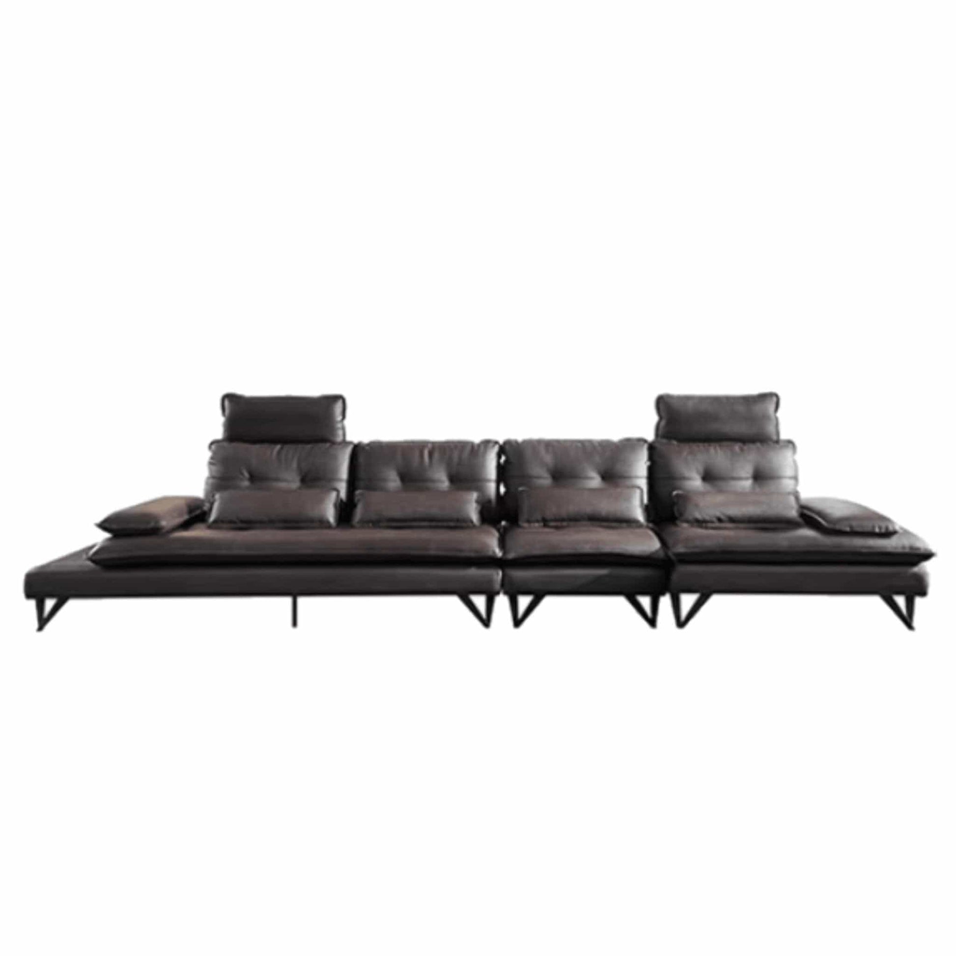 Home Atelier Italian Genuine Cowhide Leather / 6 seater/ Length 400cm / Black Moretti Slider Sofa