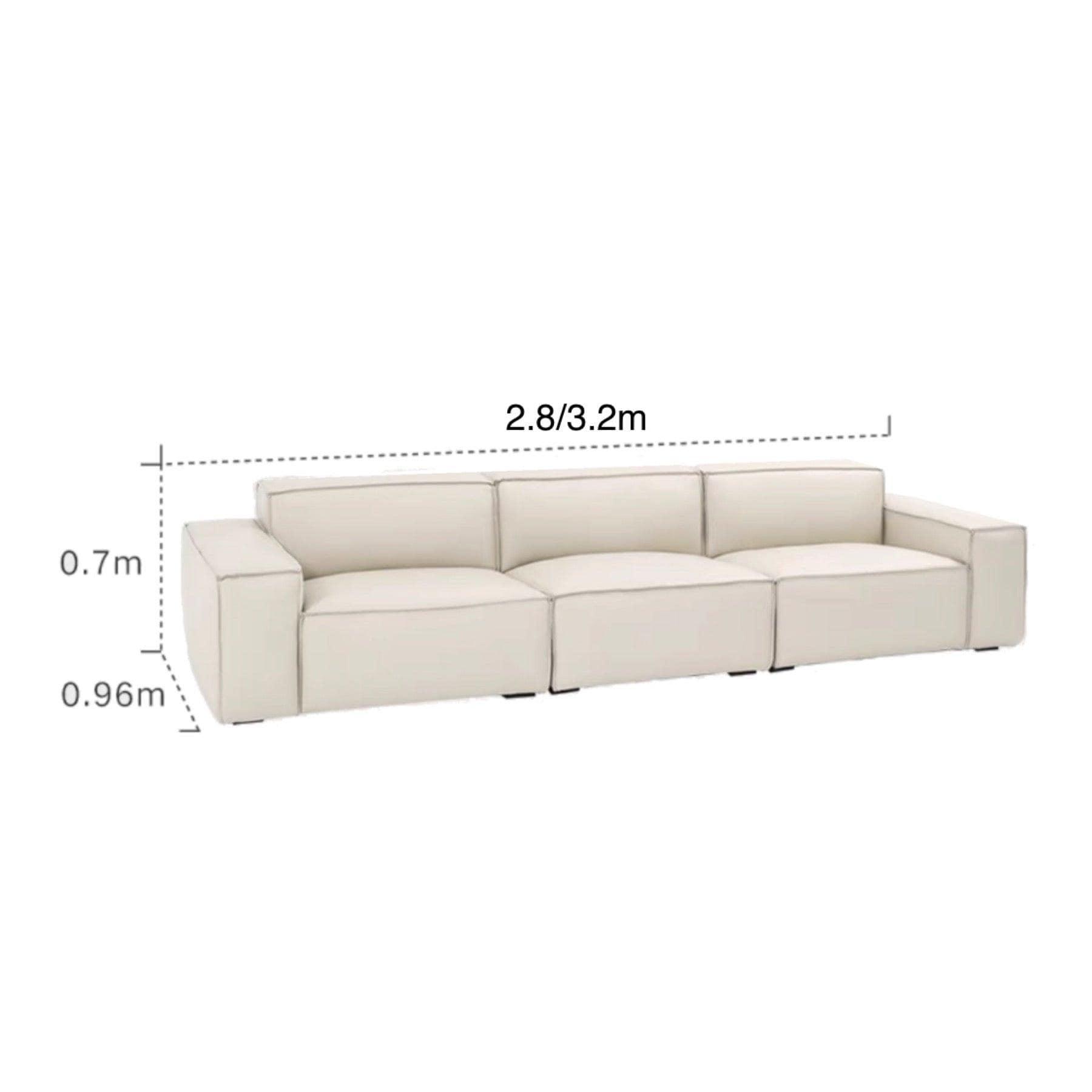 Home Atelier Italian Genuine Cowhide Leather / 7 seater/ Length 320cm / Light Cream Aureus Leather Sofa