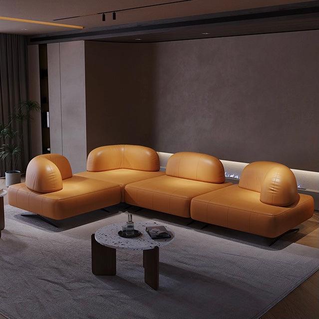 Home Atelier Italian Genuine Cowhide Leather / Burnt Orange Auora Sectional Designer Leather Sofa