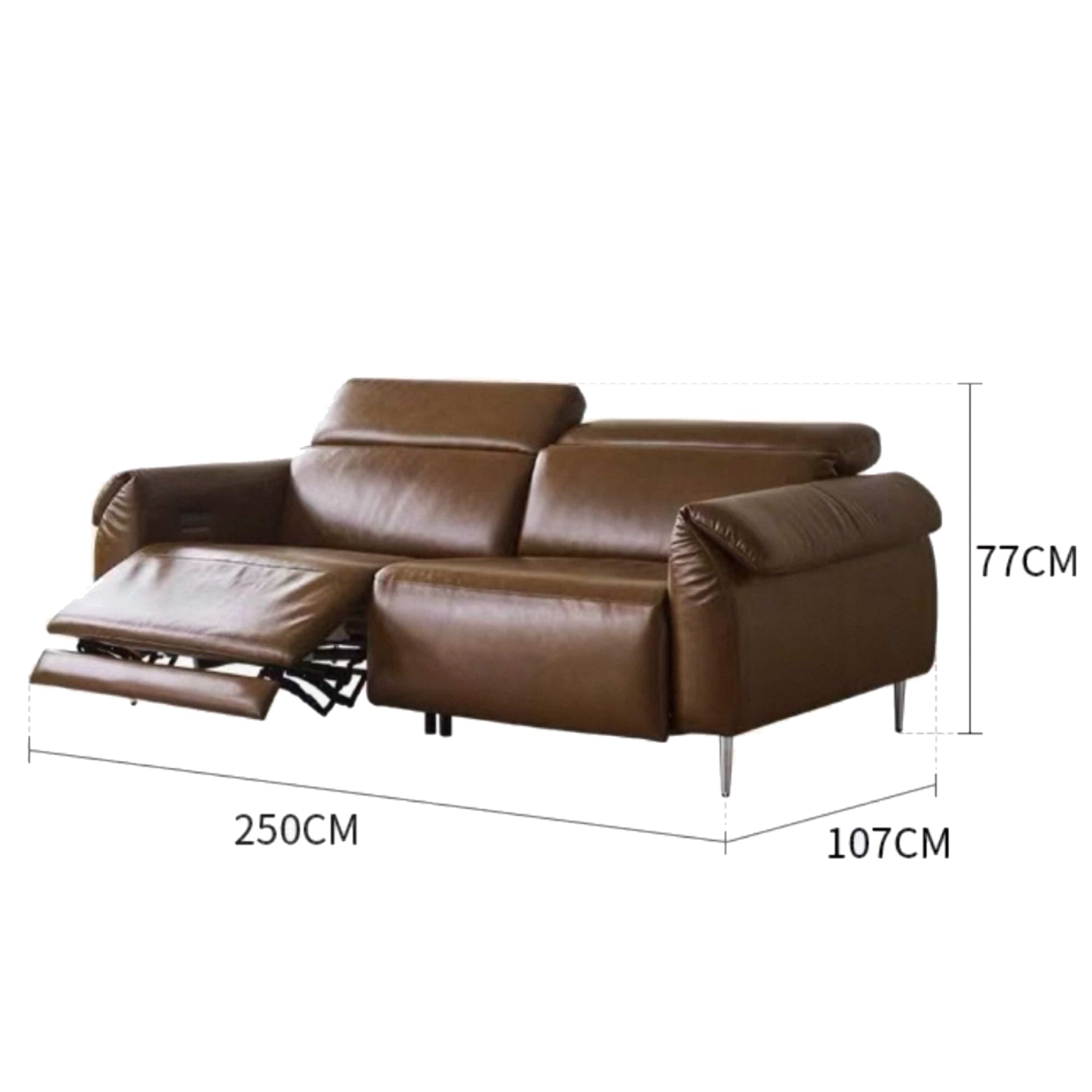Home Atelier Italian genuine cowhide leather / Length 250cm/ 2 seater (with 1 Electric Recliner) Billy Sectional Electric Recliner Leather Sofa