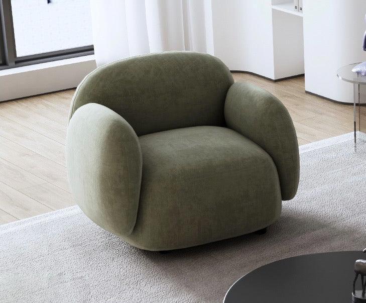 Home Atelier Italian Velvet Fabric / 1 seater/ Length 90cm / Cream Casden Velvet Curve Sofa