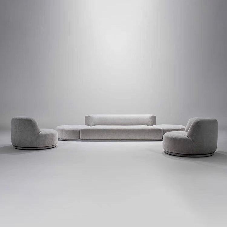 Home Atelier Italian Velvet Fabric / 1 seater Revolving Armchair/ Length 100cm / Cream Bordone Revolving Chair Designer Sofa