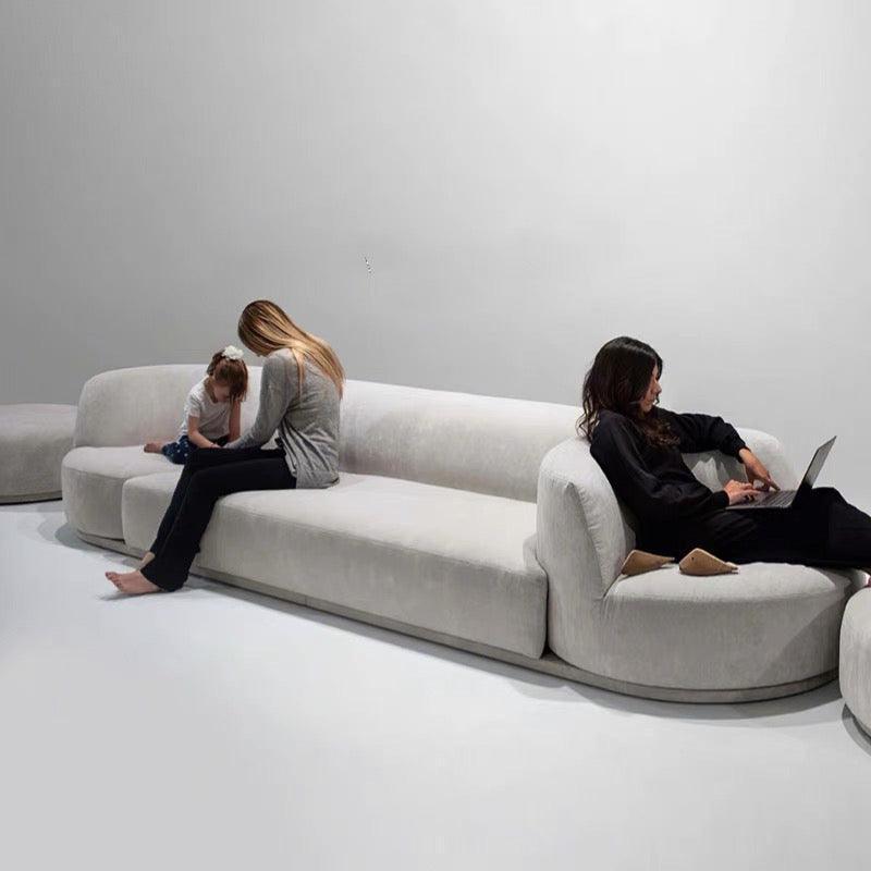 Home Atelier Italian Velvet Fabric / 1 seater Revolving Armchair/ Length 100cm / White Bordone Revolving Chair Designer Sofa