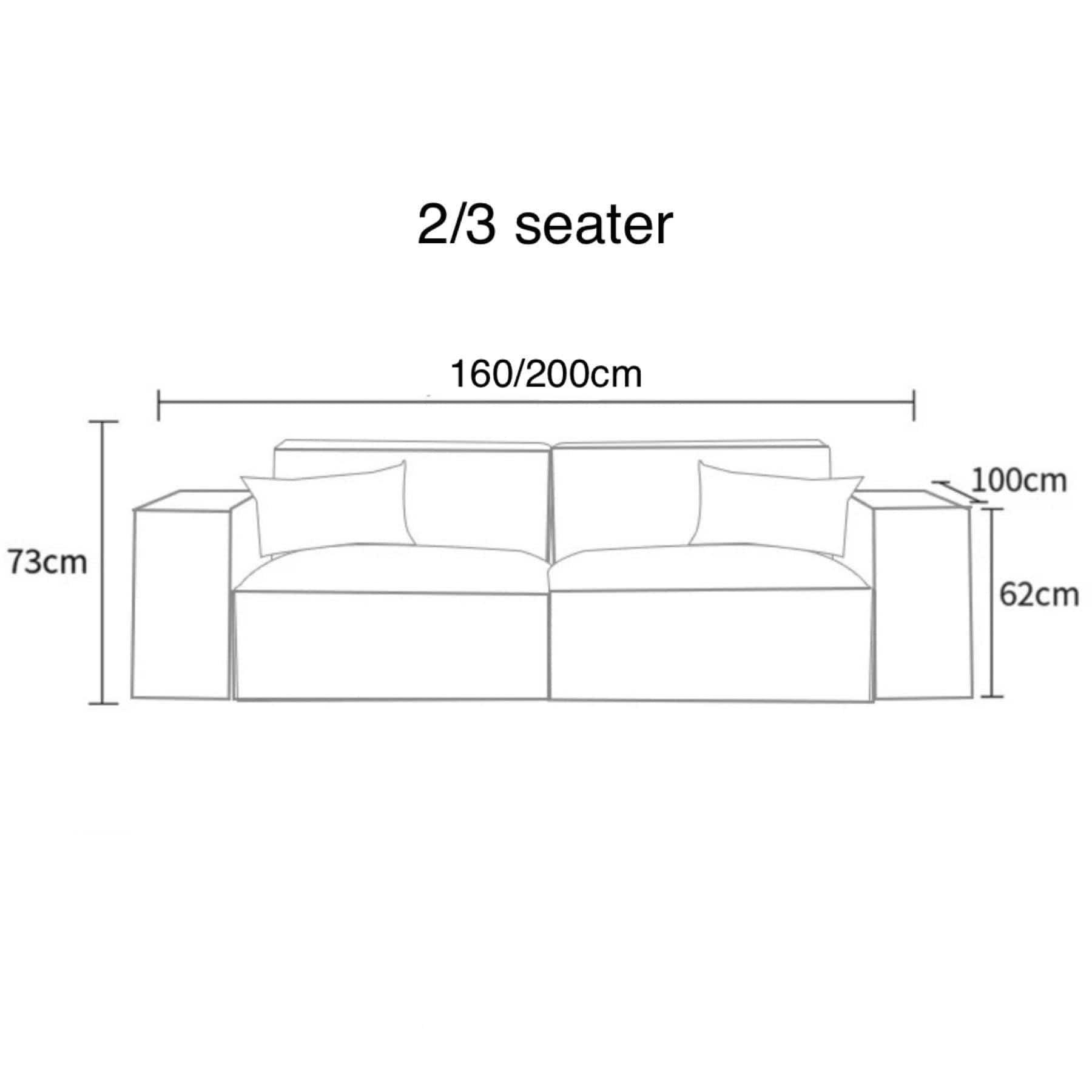 Home Atelier Italian Velvet Fabric / 2 seater/ Length 160cm / Cream Aureus Sectional Velvet Sofa