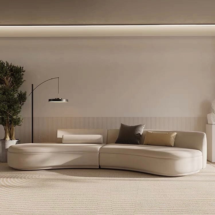Home Atelier Italian Velvet Fabric / 4 seater/ Length 240cm ( 2 modular units) / Light Khaki Parker Scratch Resistant Sectional Curve Sofa