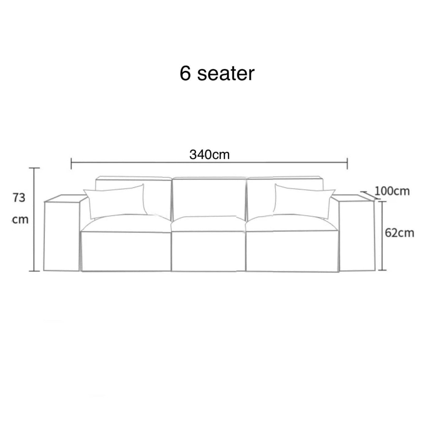 Home Atelier Italian Velvet Fabric / 6 seater/ Length 340cm / Cream Aureus Sectional Velvet Sofa