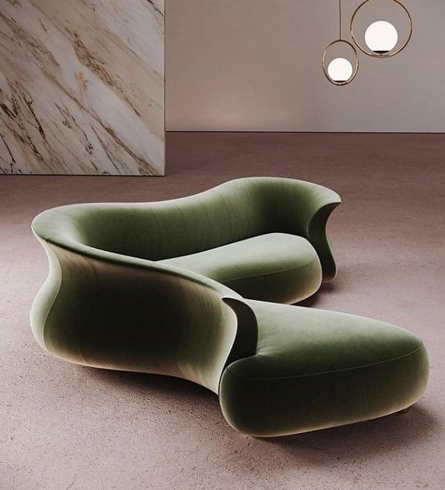 Home Atelier Italian Velvet Fabric / L270 x W250 x H90 cm / White Kegan Sectional Curve Sofa