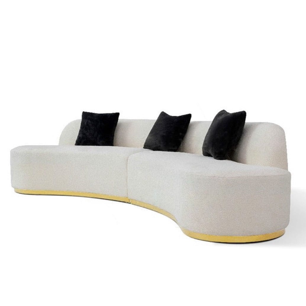 Home Atelier Italian Velvet Fabric / Length 160cm ( 1 modular unit) / White Seb Velvet Curve Sofa