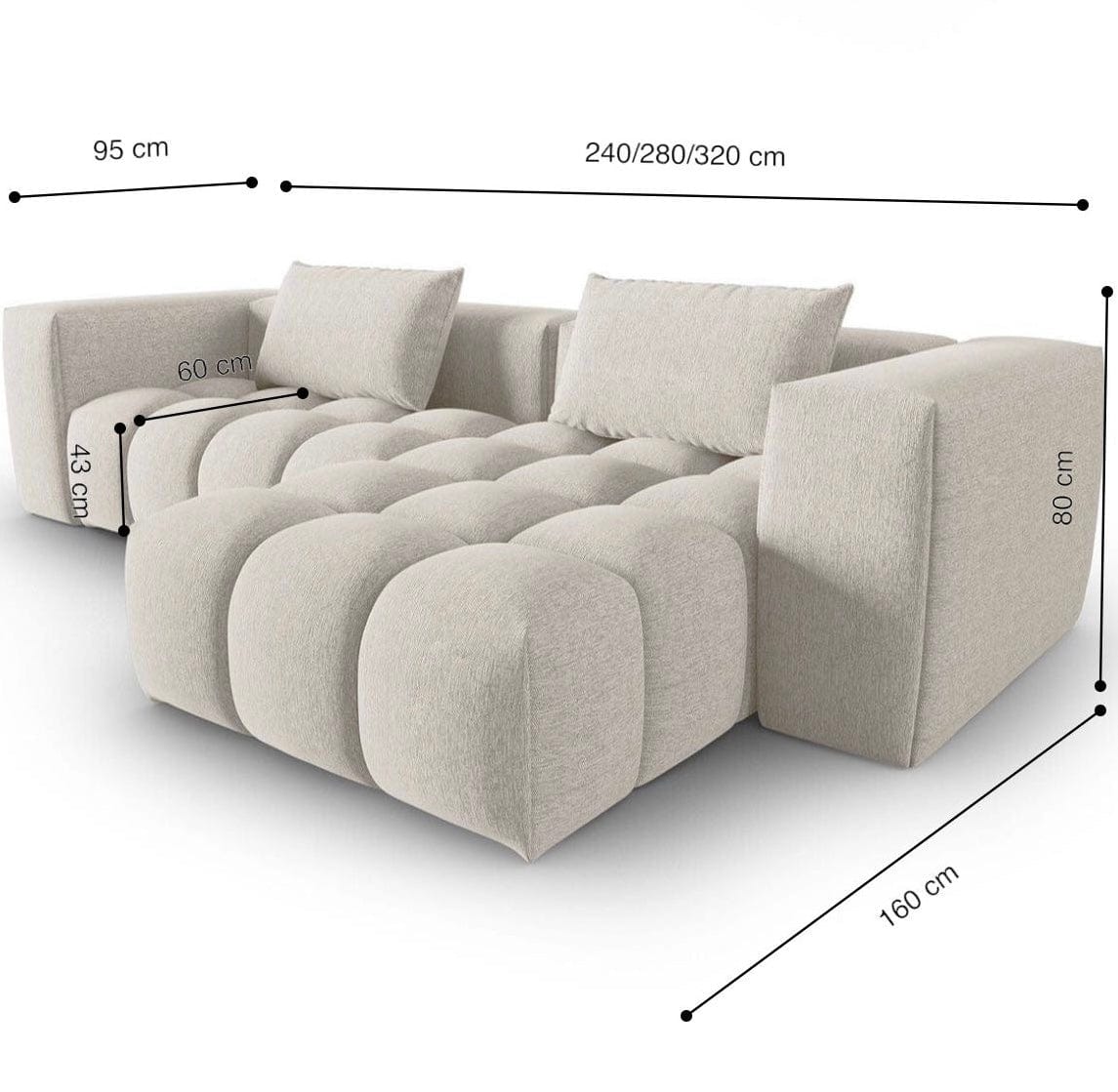 Home Atelier Jackson Sectional Sofa with Tufted Cushioning