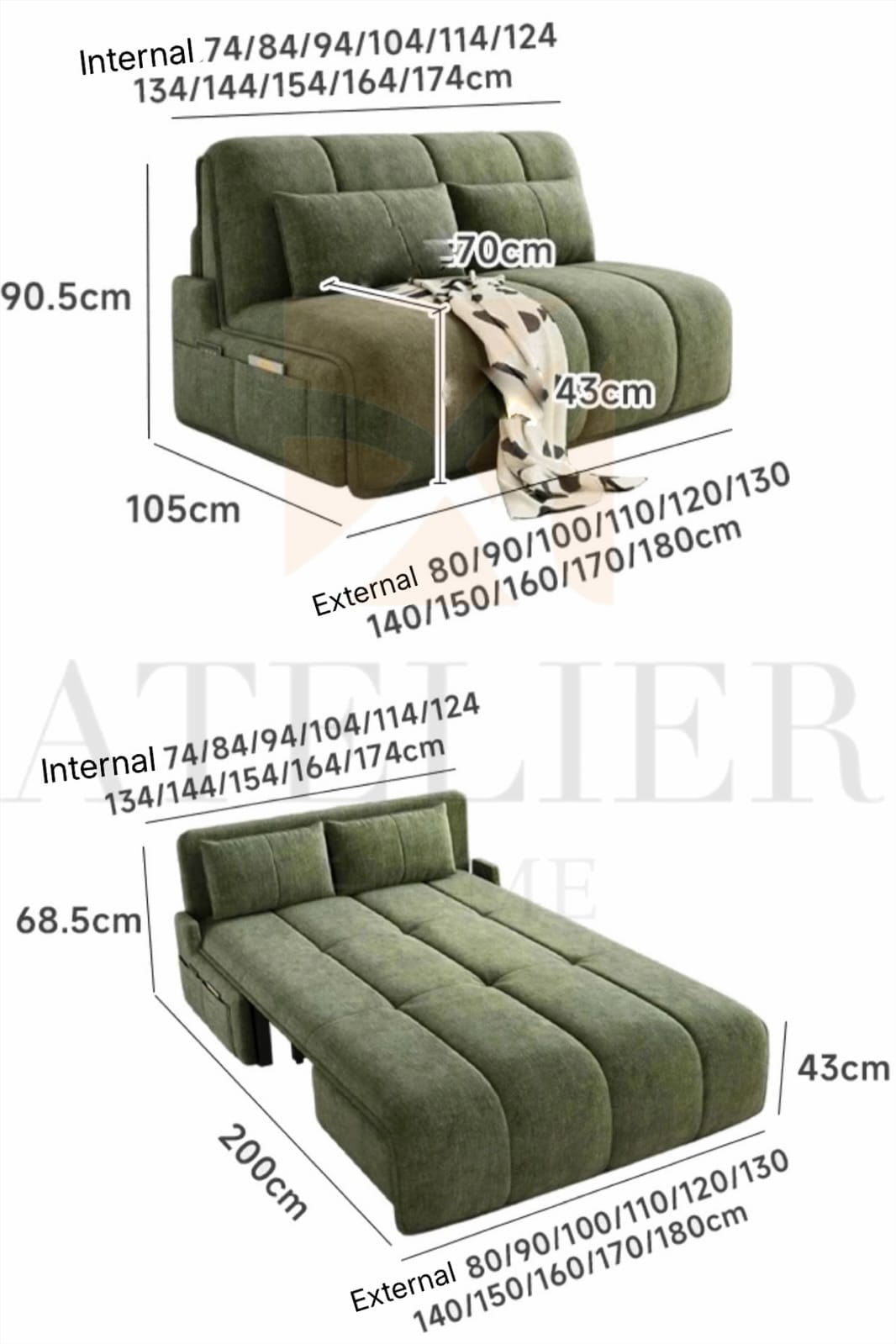 Home Atelier Jenkin Electric Extendable Sofa Bed