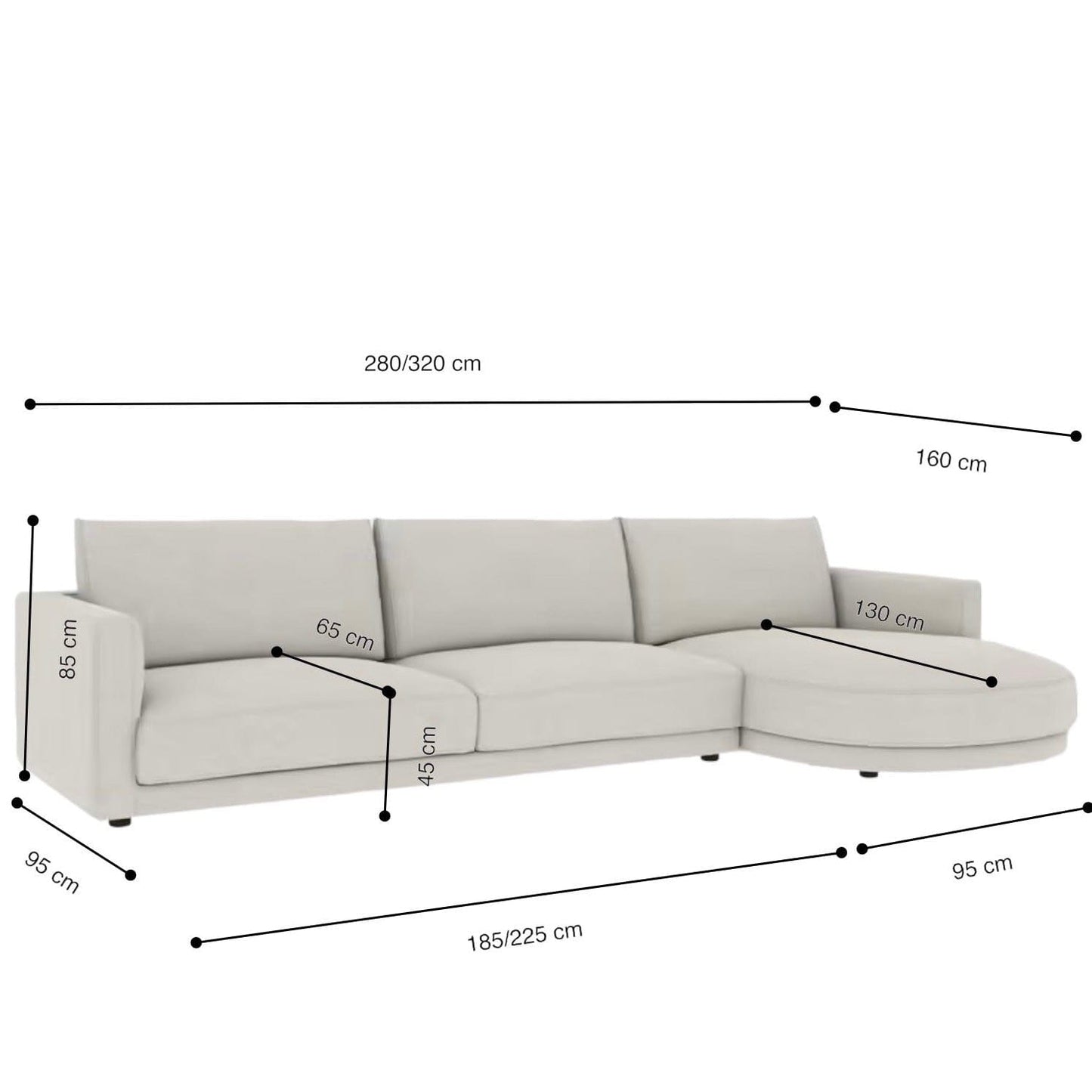 Home Atelier Jeri Sectional Round Chaise Sofa
