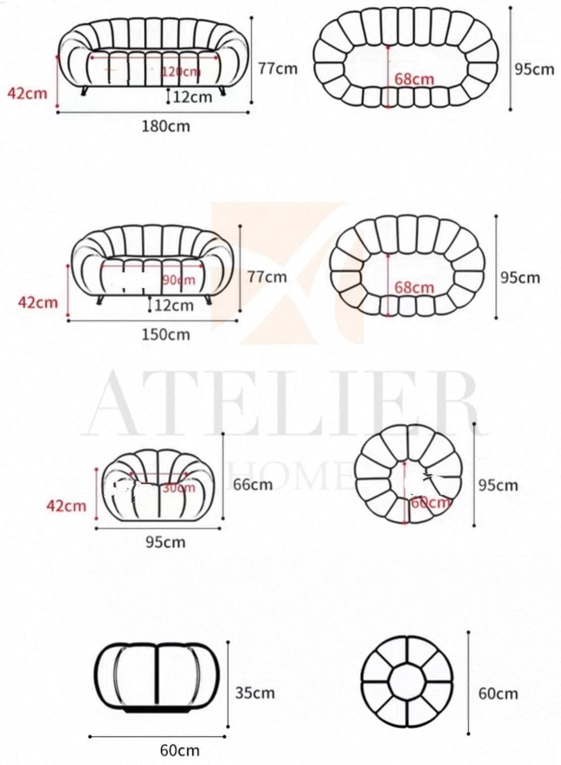 Home Atelier Jeron Performance Boucle Curve Sofa