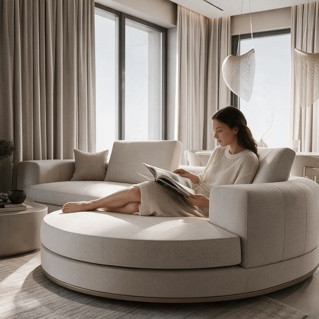 Home Atelier Jerona Designer Sectional Round Chaise Sofa (Copy)