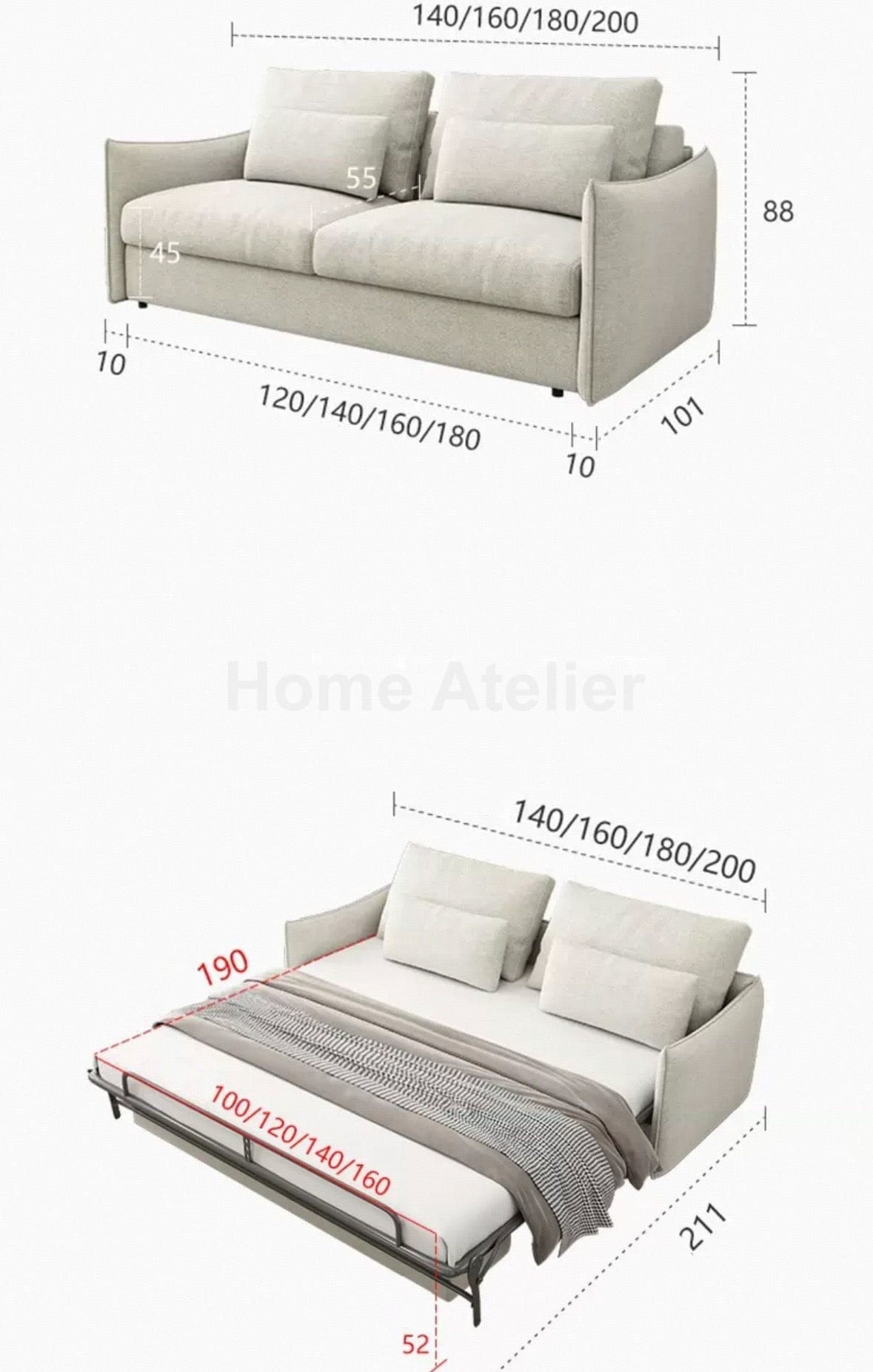 Home Atelier Jervois Foldable Sofa Bed with Mattress