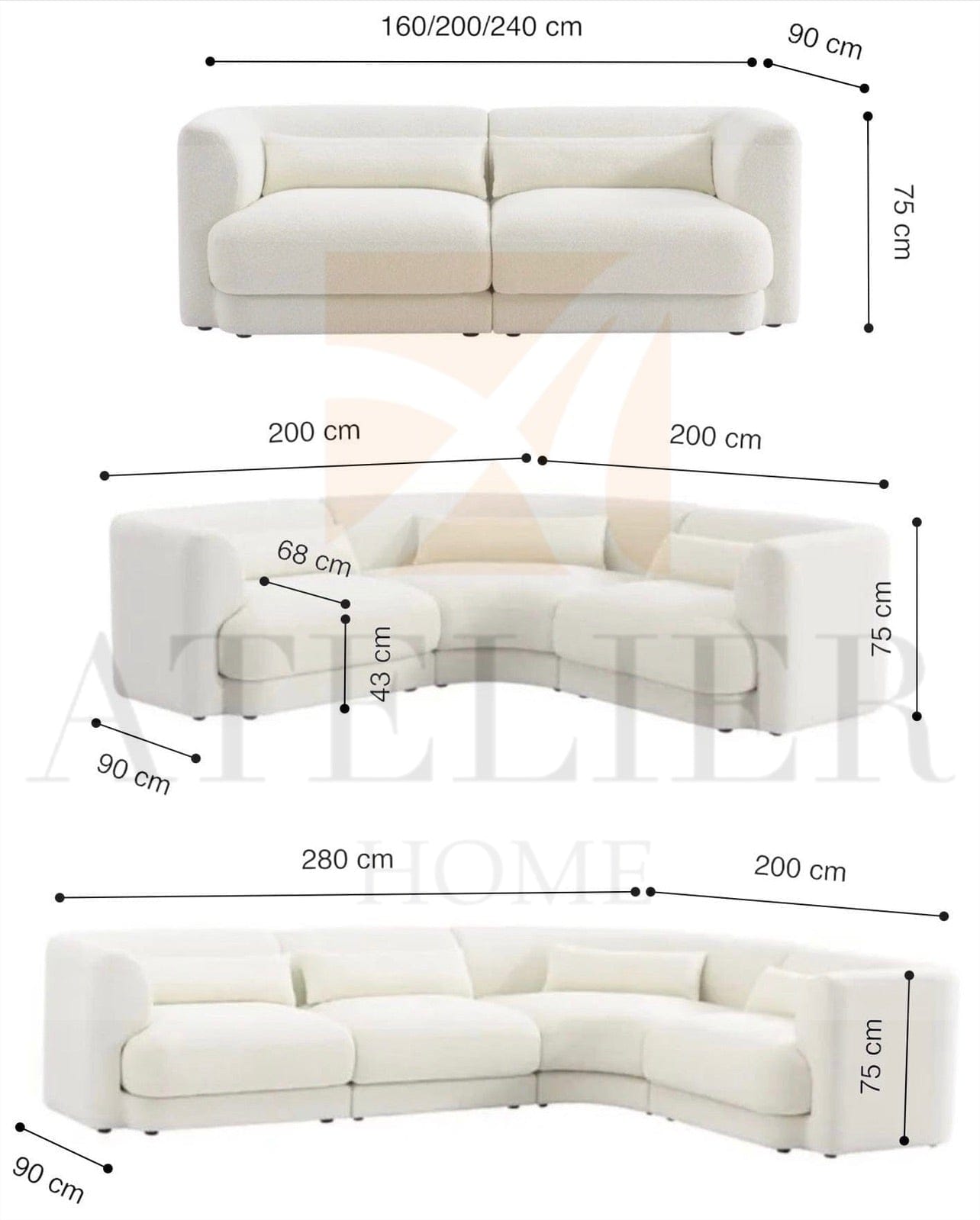 Home Atelier Jim Boucle Curve Sofa