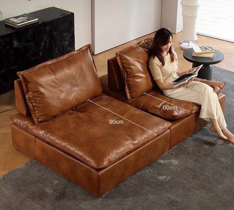 Home Atelier Joan Scratch Resistant Backrest Slider Leather Sofa