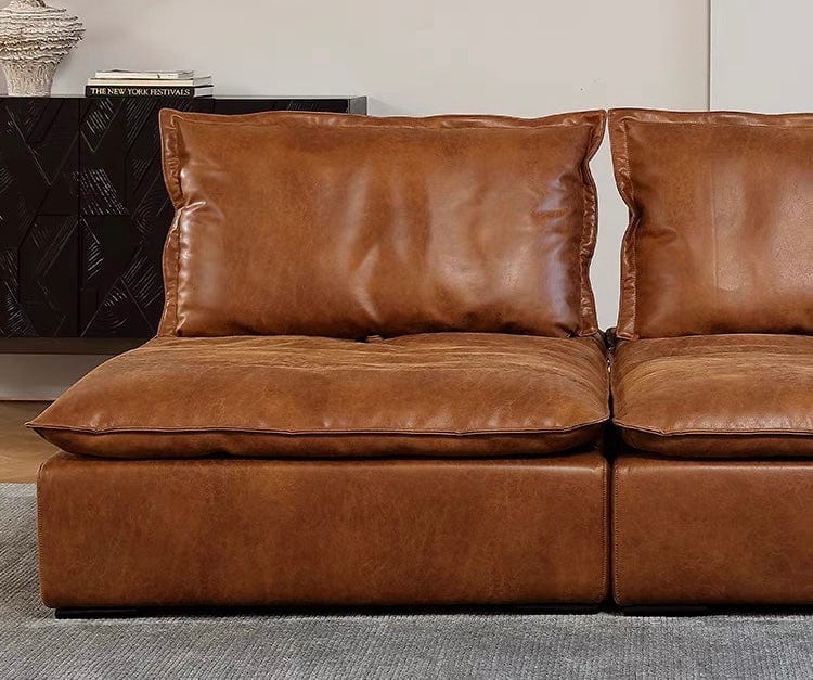 Home Atelier Joan Scratch Resistant Backrest Slider Leather Sofa