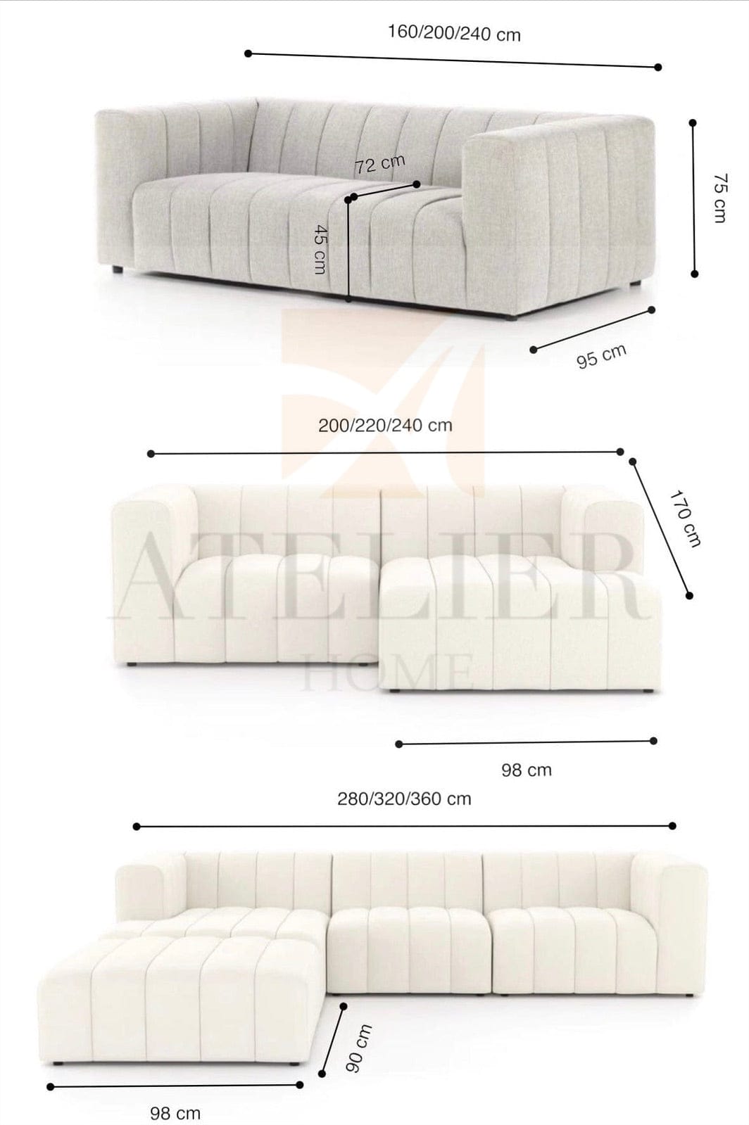 Home Atelier Johan Performance Boucle Sectional Sofa