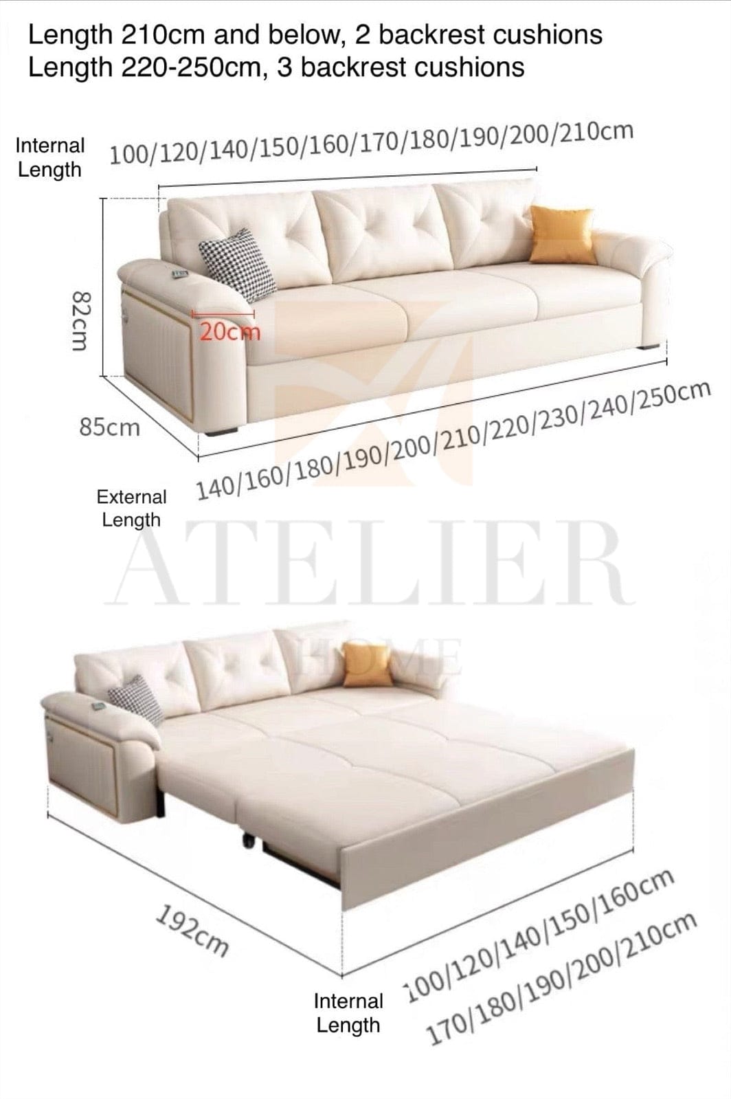 Home Atelier Josephine Scratch Resistant Storage Sofa Bed