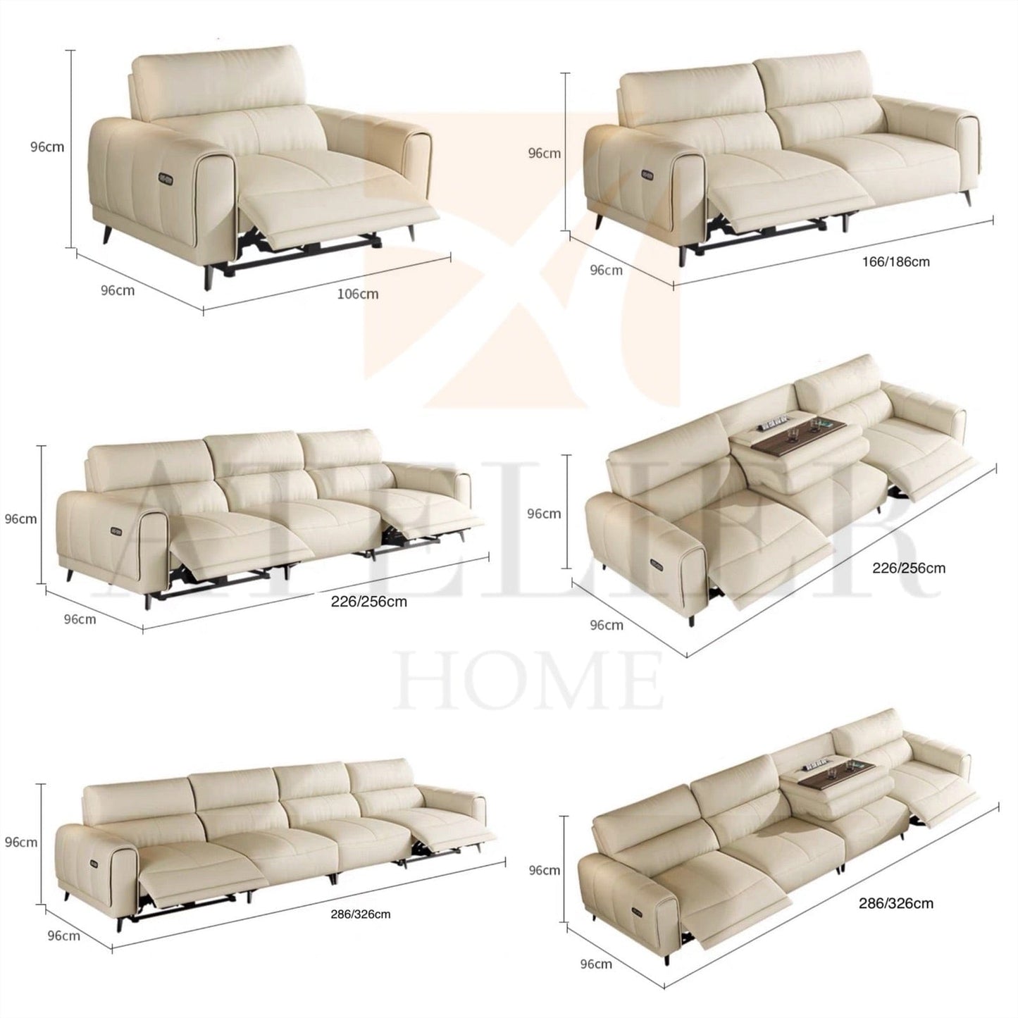 Home Atelier Josh Genuine Cowhide Leather Electric Recliner Sofa