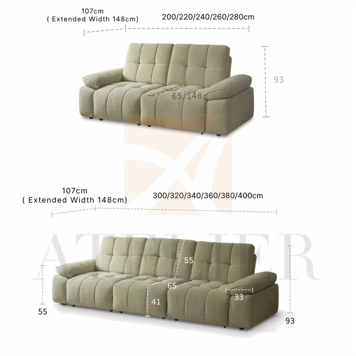 Home Atelier Joubert Scratch Resistant Electric Extendable Sofa Bed