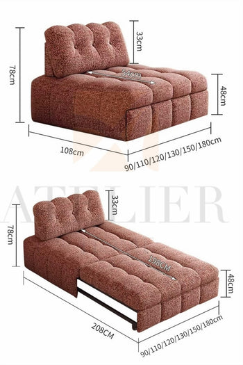 Home Atelier Jovia Scratch Resistant Slidable Backrest Sofa Bed (Copy)