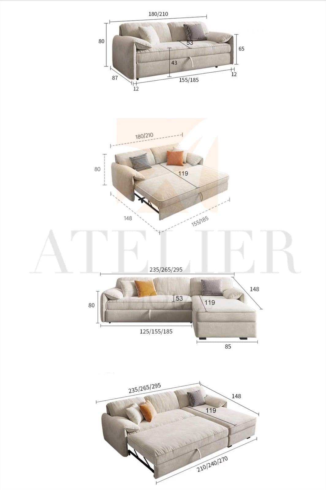 Home Atelier Kanita Scratch Resistant Sofa Bed