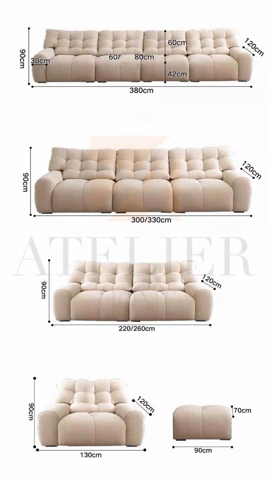 Home Atelier Kasa Scratch Resistant Backrest Slider Sofa (Copy 2)