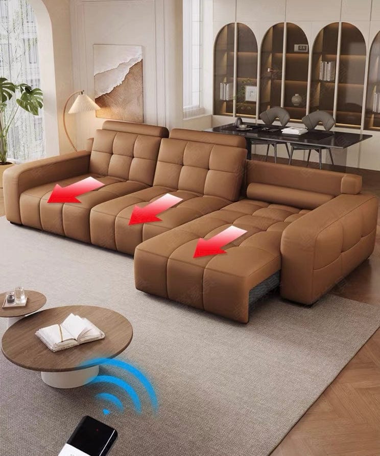 Home Atelier Kaven Genuine Leather Electric Extendable Sofa Bed
