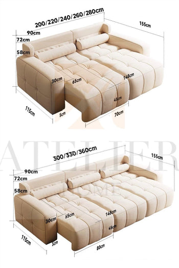 Home Atelier Kaven Scratch Resistant Electric Extendable Sofa Bed