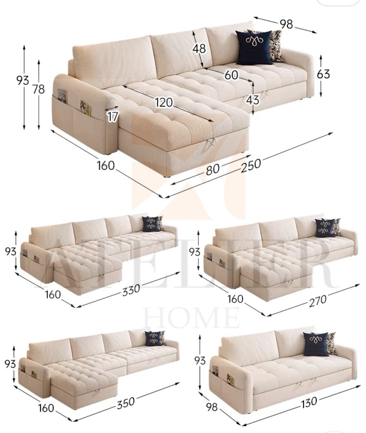 Home Atelier Kayle Scratch Resistant Sofa Bed