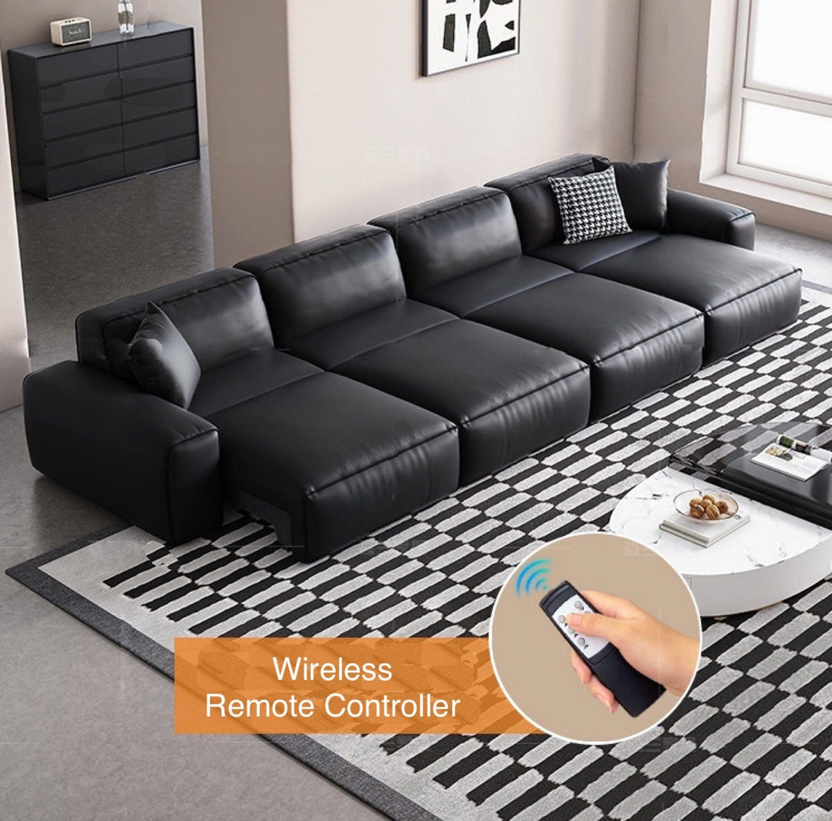 Remote Control Sofa Kingston Leather Electric Sofa Bed – Home Atelier