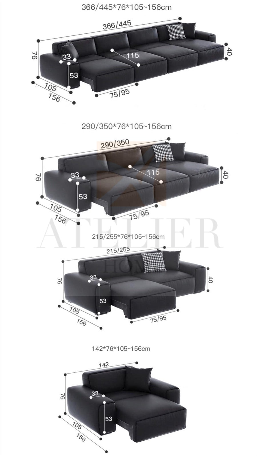 Home Atelier Kingston Leather Electric Sofa Bed