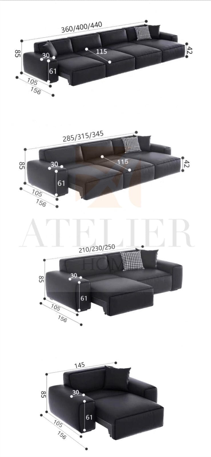 Home Atelier Kingston Scratch Resistant Electric Sofa Bed