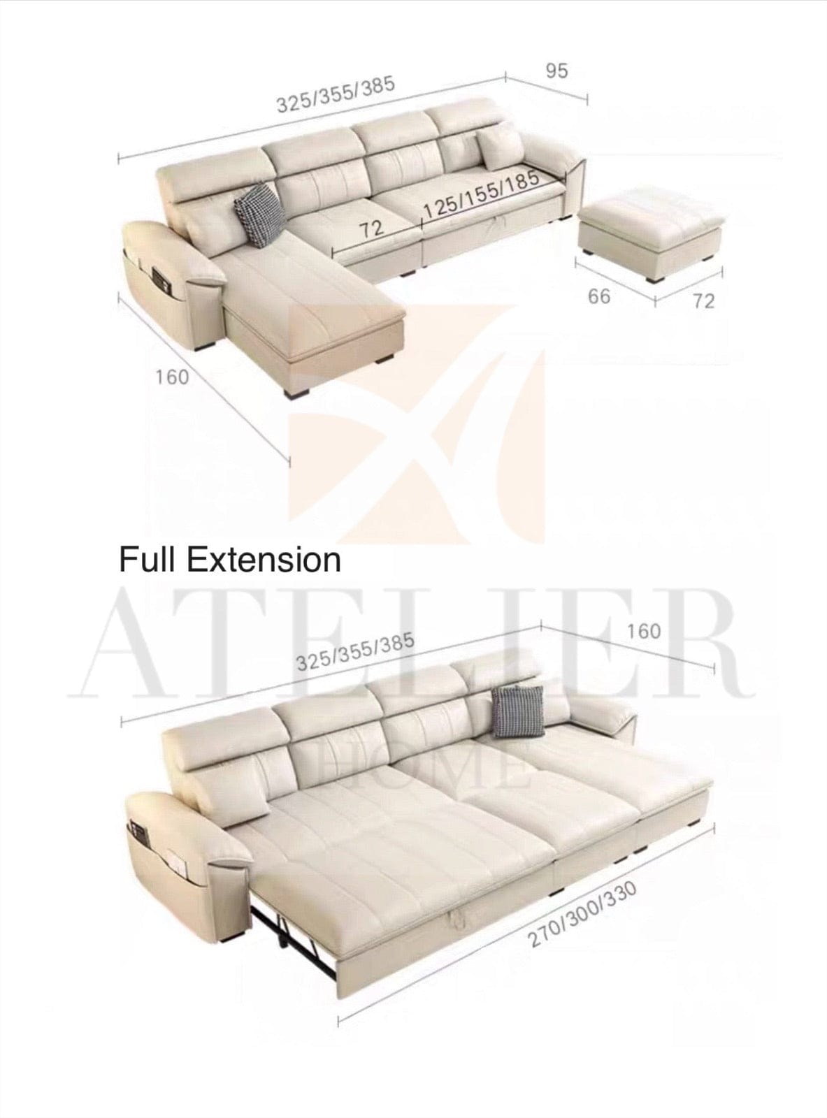 Home Atelier Kraven Scratch Resistant Leather Sofa Bed